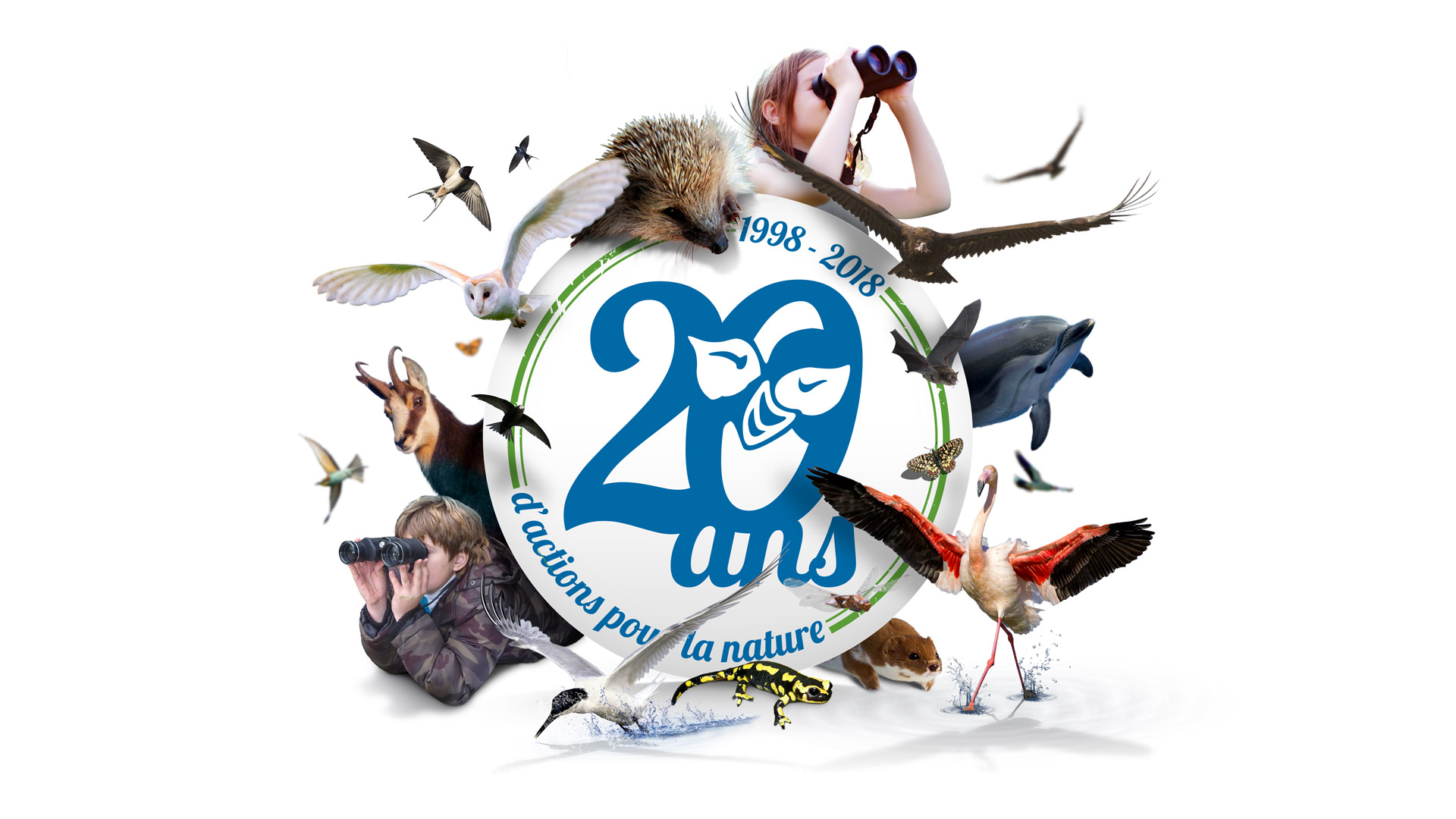 Mise en scène du logo des 20 ans de la LPO PACA